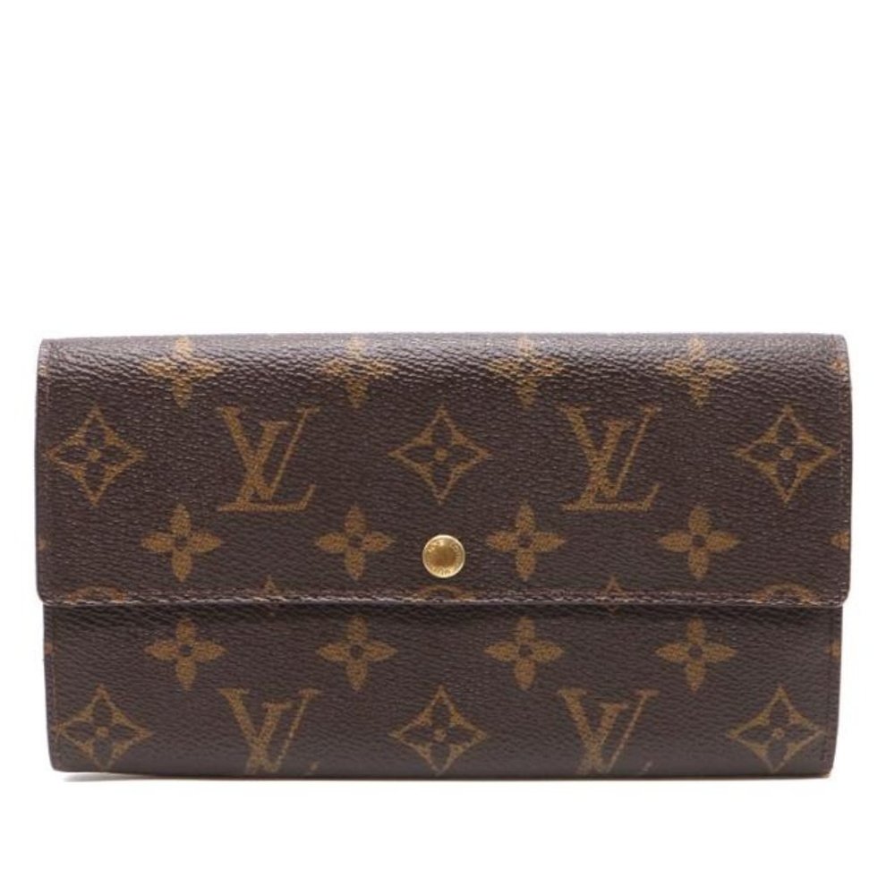 #46346 Monogram Long Flap Pocket Bill Case Zip Zipper Vintage Sarah Wallet - Picture 1 of 11